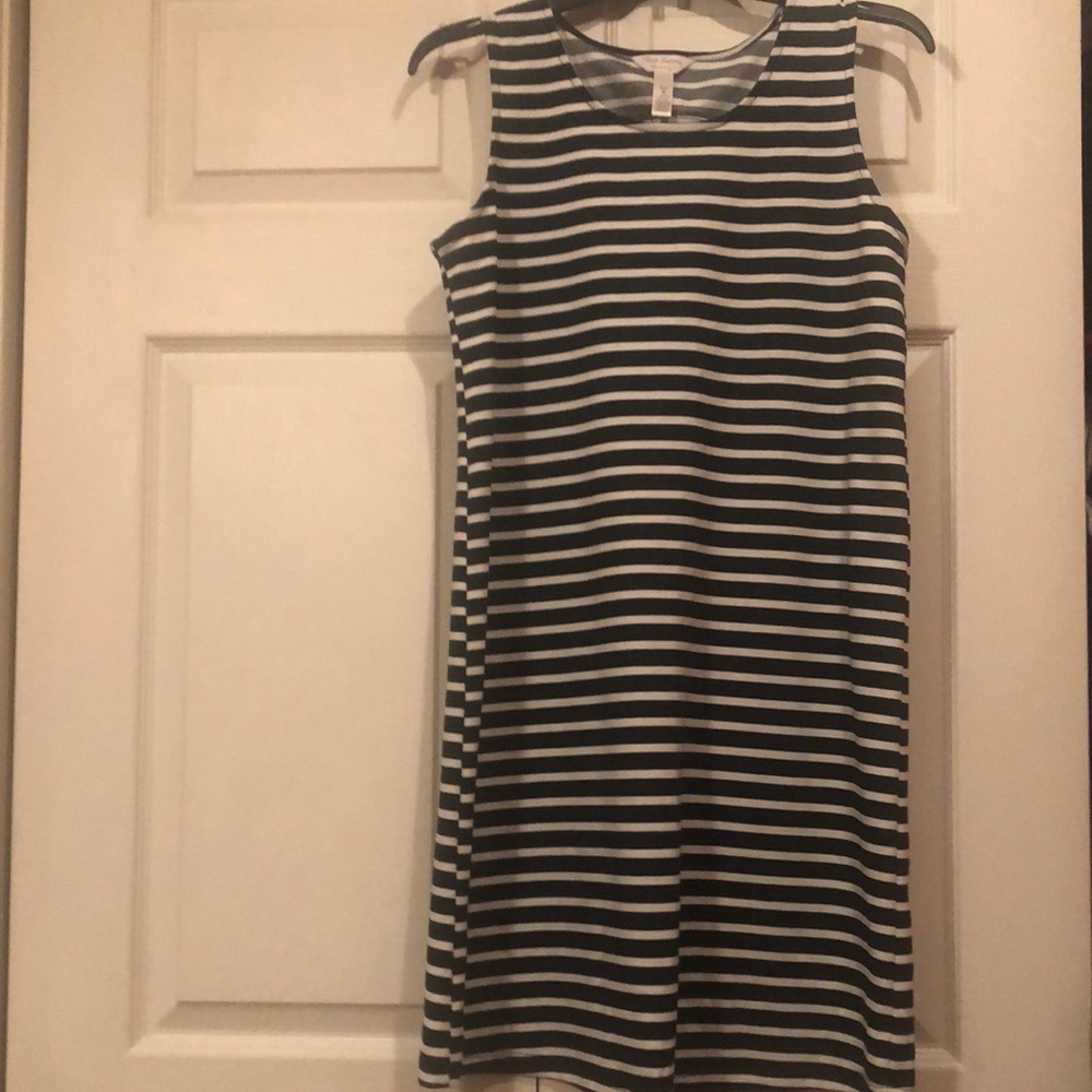 Three Seasons Maternity -Small - Black and White Striped Dress - Polyester/Rayon